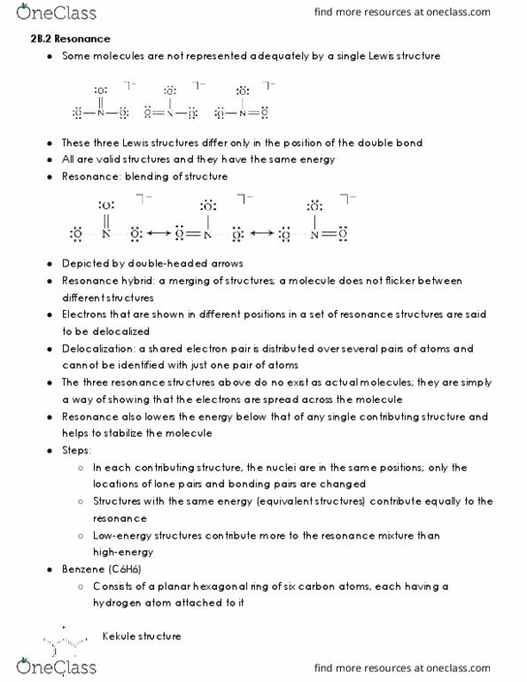 CHEM 14A Chapter Notes - Chapter 2B.2: Benzene, Lewis Structure thumbnail