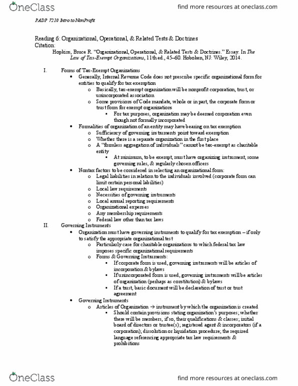 PADP 7210 Chapter Notes - Chapter 6: Internal Revenue Code, Registered Agent thumbnail