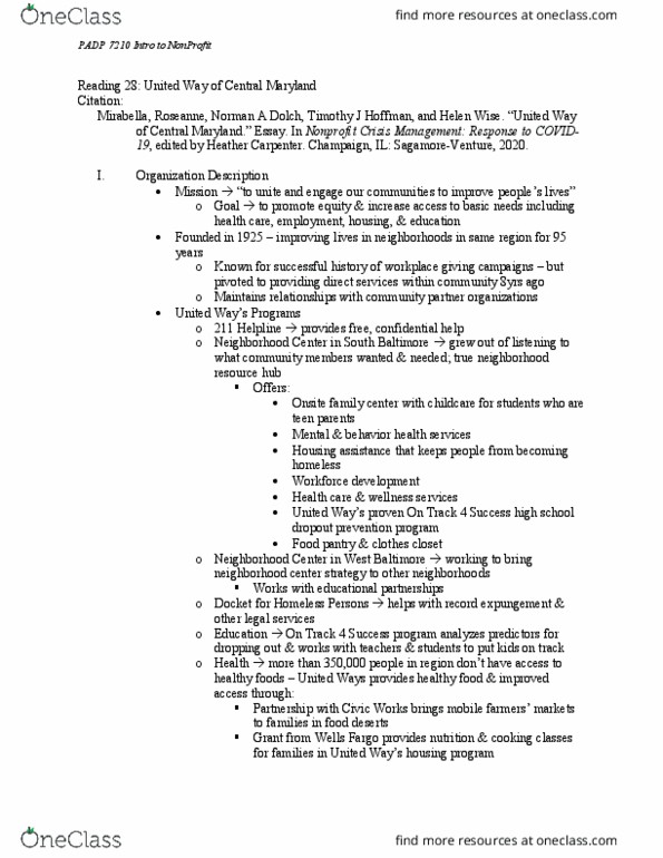 PADP 7210 Chapter Notes - Chapter 28: Workforce Development, Food Desert, Disaster Recovery Plan thumbnail
