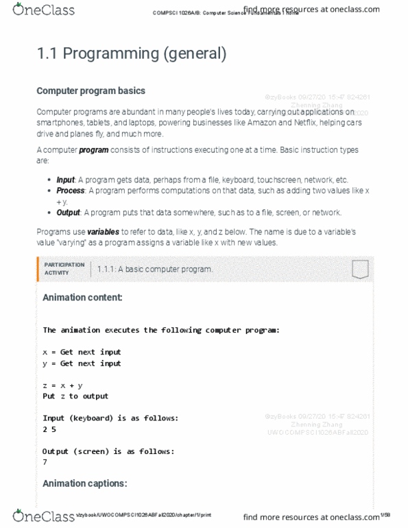 Computer Science 1026A/B Lecture Notes - Lecture 1: Scripting Language, The Monthly, Baking Chocolate thumbnail