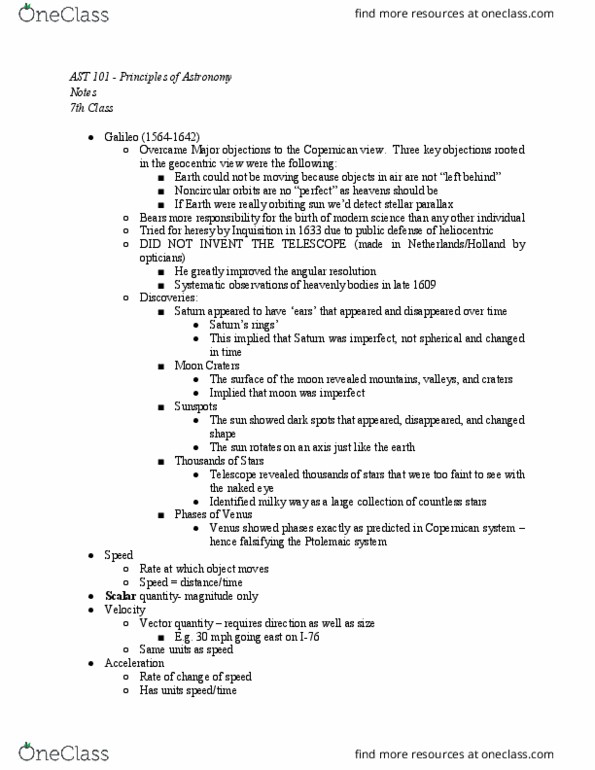 AST 101 Lecture Notes - Lecture 7: Geocentric Model thumbnail