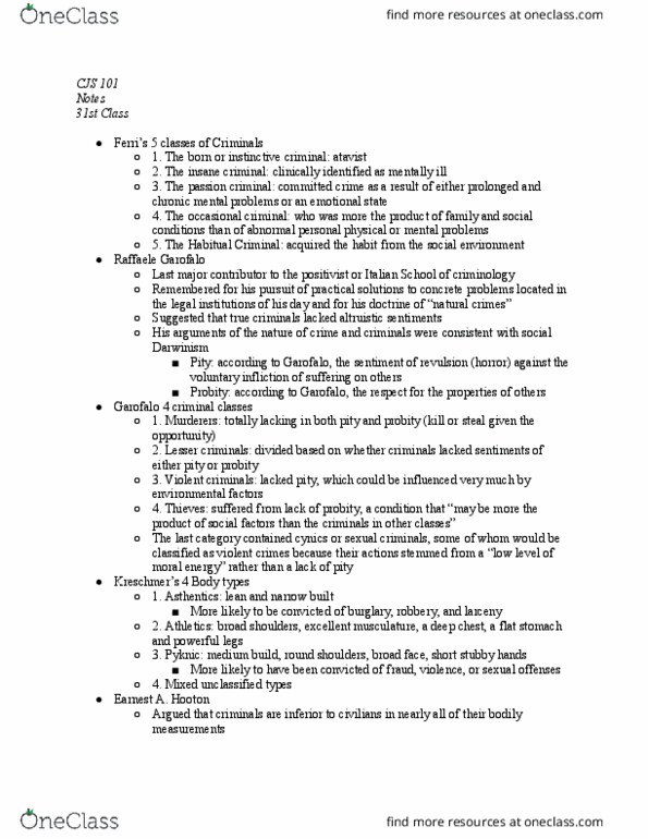 CJS 101 Lecture Notes - Lecture 31: Negroid, Social Darwinism, Sheldon Glueck thumbnail