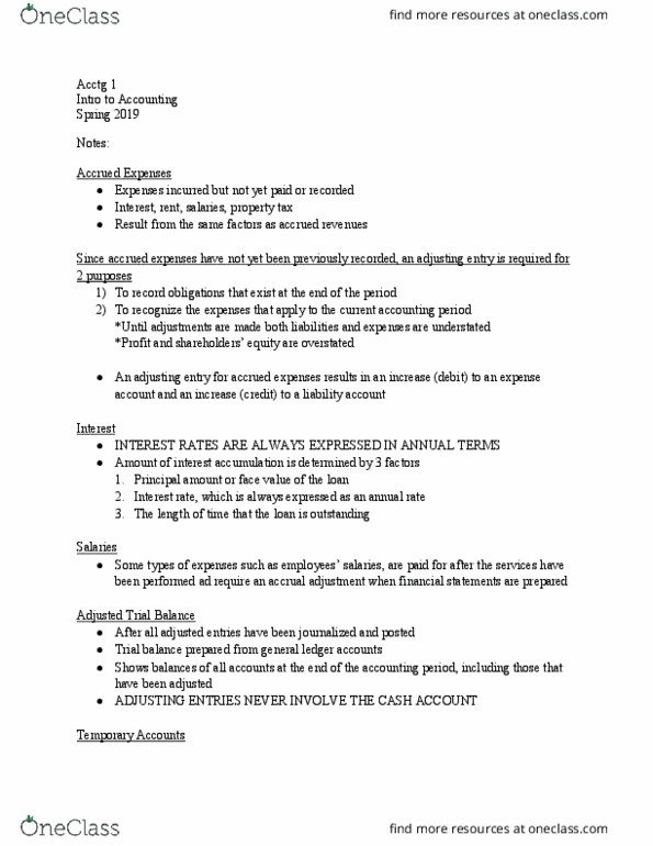 ACCTG 1 Lecture Notes - Lecture 20: Trial Balance, General Ledger, Financial Statement thumbnail