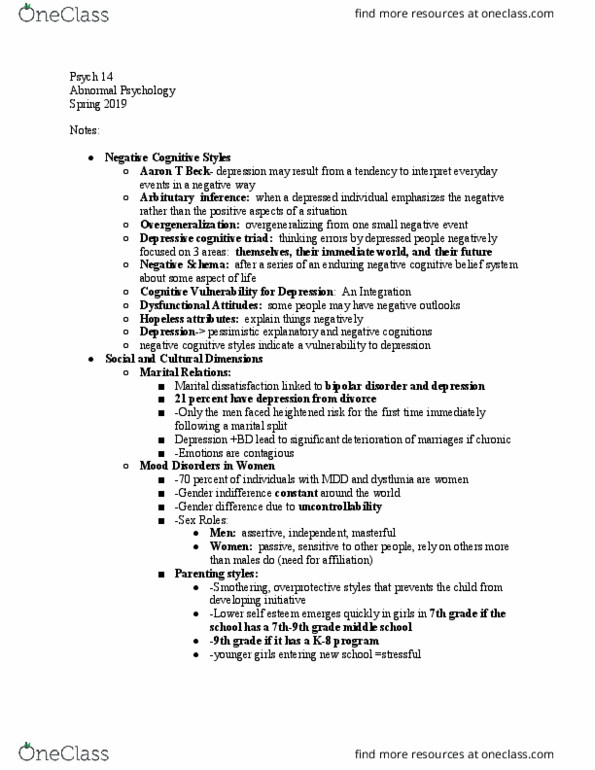PSYCH 14 Lecture Notes - Lecture 24: Parenting Styles, Psych, Bipolar Disorder thumbnail