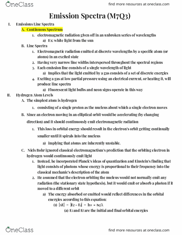 CHEM 103 Chapter Notes - Chapter M7Q3: Niels Bohr, Electromagnetic Radiation, Fluorescent Lamp thumbnail