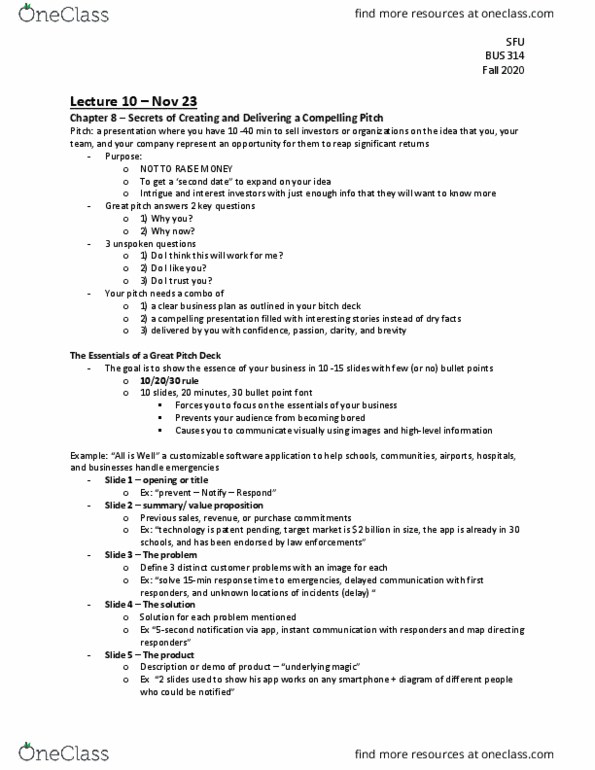 BUS 314 Lecture Notes - Lecture 10: Cash Flow, Financial Risk, Market Risk thumbnail