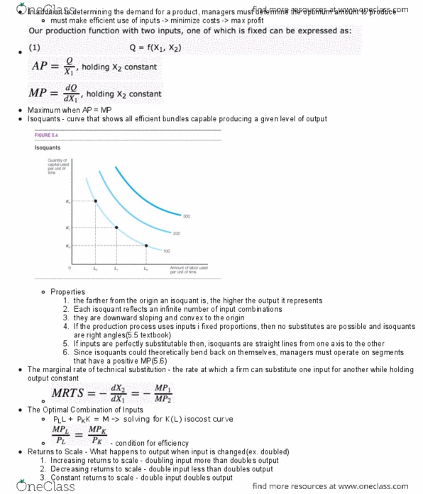 EC260 Lecture Notes - Isoquant, Kurdistan Workers' Party, Isocost thumbnail