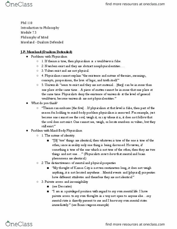 PHIL 110 Lecture 3: 7.3 - Moreland (Dualism Defended) thumbnail