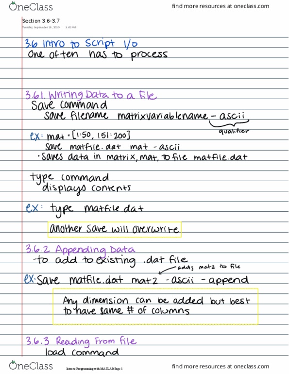 MATH 2370 Lecture Notes - Lecture 11: Matlab thumbnail