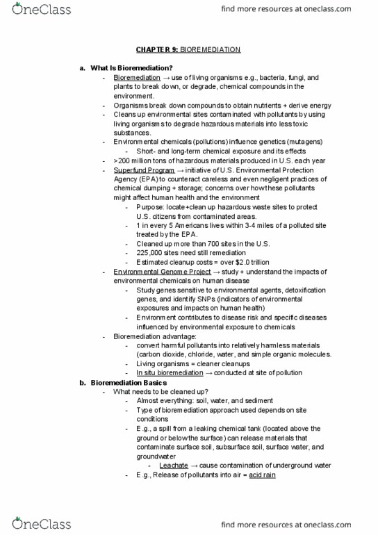 BIO374H5 Chapter Notes - Chapter 9: Geobacter, Xylene, Biosensor thumbnail