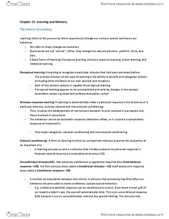 PSYCH261 Chapter Notes - Chapter 13: Limbic System, Striatum, Nucleus Accumbens thumbnail