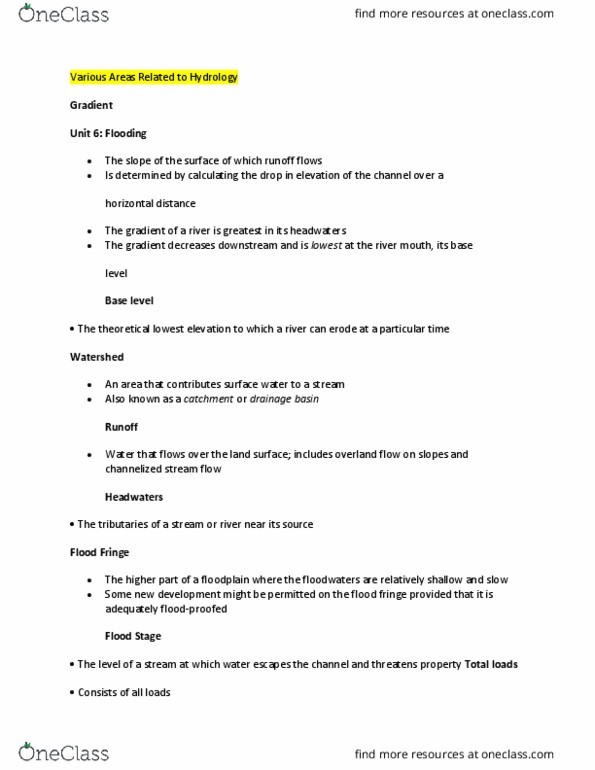 GG101 Lecture Notes - Lecture 1: List Of U.S. States And Territories By Elevation, Overbank, Saguenay River thumbnail