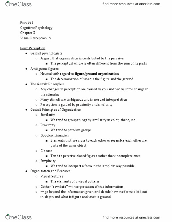 PSYC 336 Lecture Notes - Lecture 3: Gestalt Psychology thumbnail