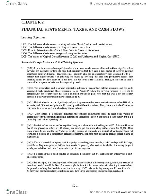 ECON 4400 Chapter Notes - Chapter 2: Operating Cash Flow, Cash Flow, Net Income thumbnail