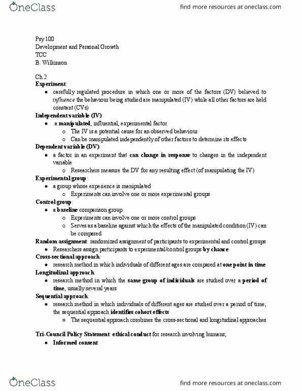 PSY 100 Chapter Notes - Chapter 2: Informed Consent, Psy thumbnail