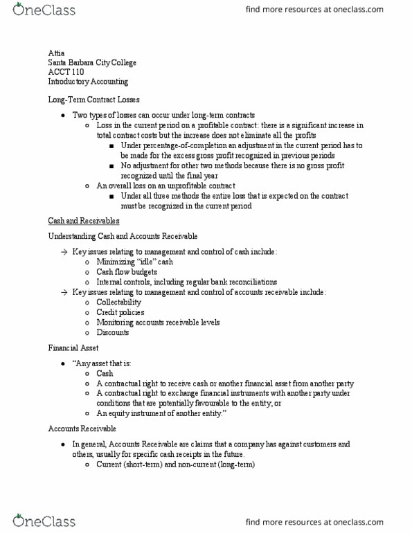 ACCT 110 Lecture Notes - Lecture 8: Cash Flow, Santa Barbara City College, Commercial Paper thumbnail