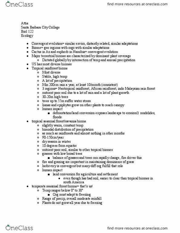 BIOL 122 Chapter Notes - Chapter 4: Santa Barbara City College, Tropical Africa, Multimodal Distribution thumbnail