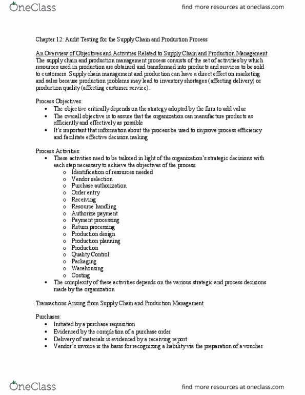 ACG 5637 Chapter Notes - Chapter 12: Purchase Order, Subledger, General Ledger thumbnail