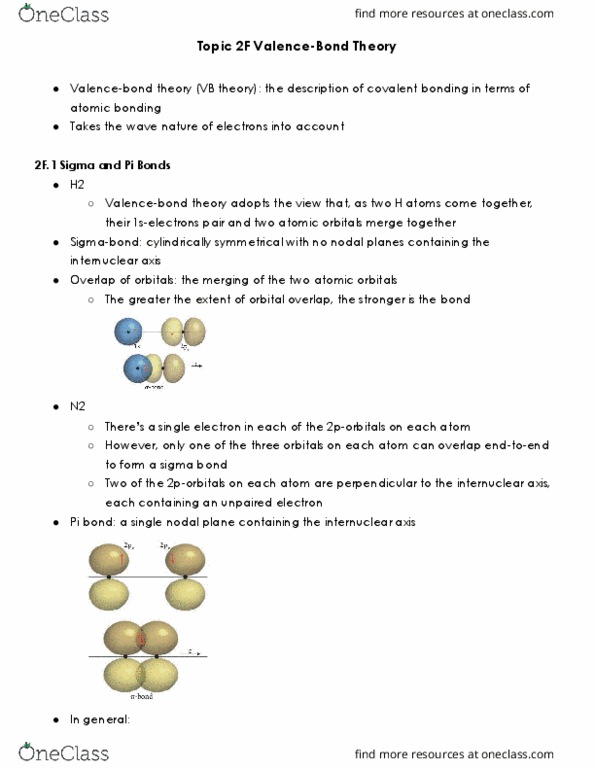 CHEM 14A Chapter Notes - Chapter 2F.1: Triple Bond, Sigma Bond, Unpaired Electron thumbnail