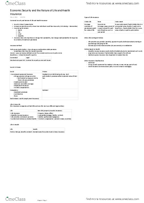 MTHEL131 Chapter Notes - Chapter 1: Actuary, Externality, Ilfeld thumbnail