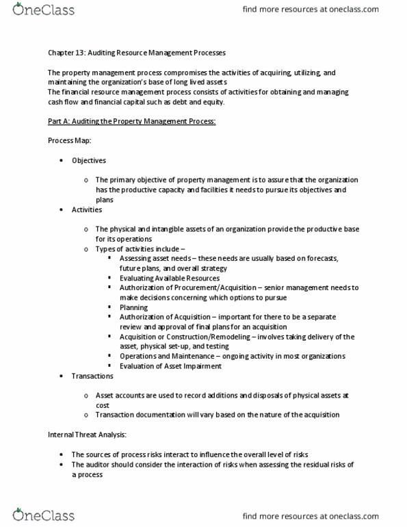 ACG 5637 Chapter Notes - Chapter 13: Property Management, Cash Flow, General Ledger thumbnail