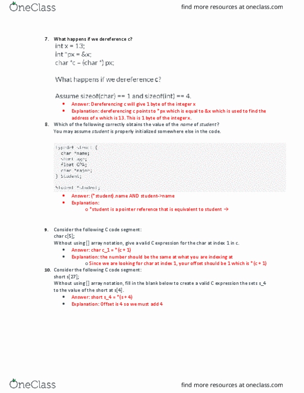 CS 2110 Lecture Notes - Lecture 11: Code Segment, Null Character, Segmentation Fault thumbnail