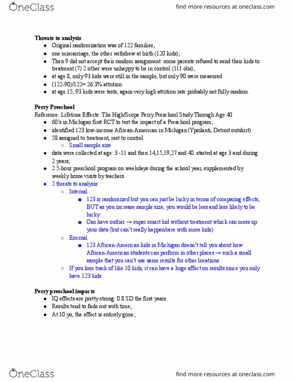 ECON 151 Lecture Notes - Lecture 53: Miscarriage, Random Assignment, Highscope thumbnail