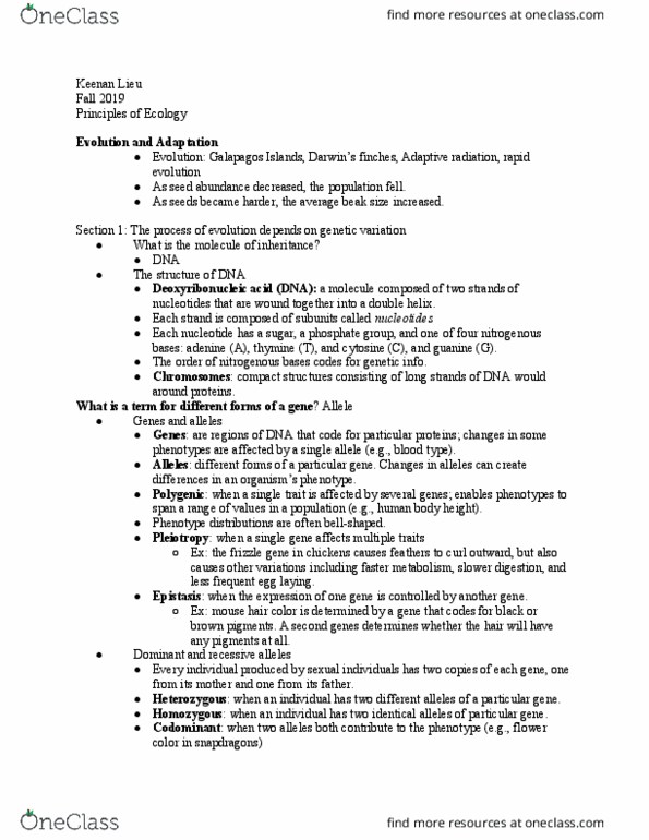 BIO-8 Lecture Notes - Lecture 17: Genetic Variation, Stabilizing Selection, Gene Pool thumbnail