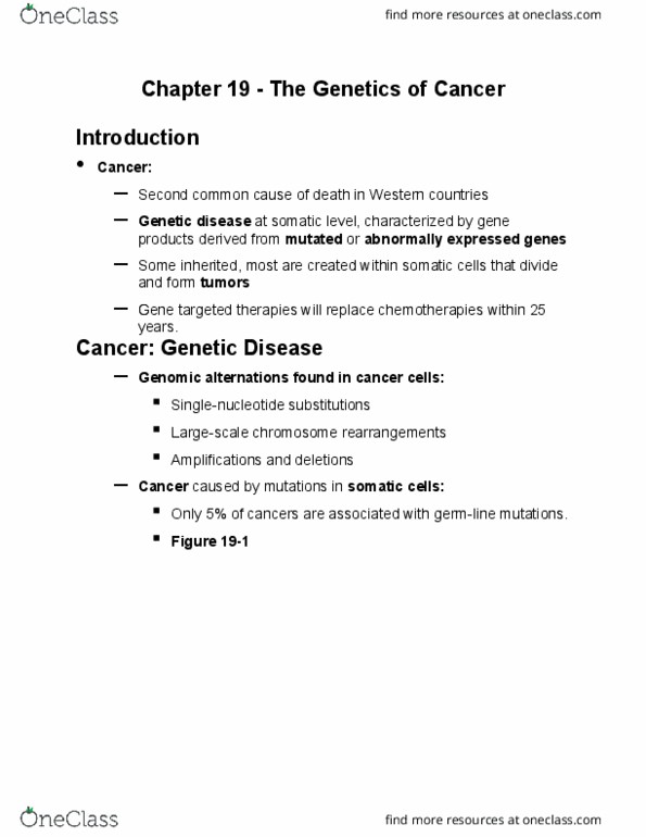 GEN-3000 Lecture Notes - Lecture 19: Zygosity, Chronic Myelogenous Leukemia, Aneuploidy thumbnail