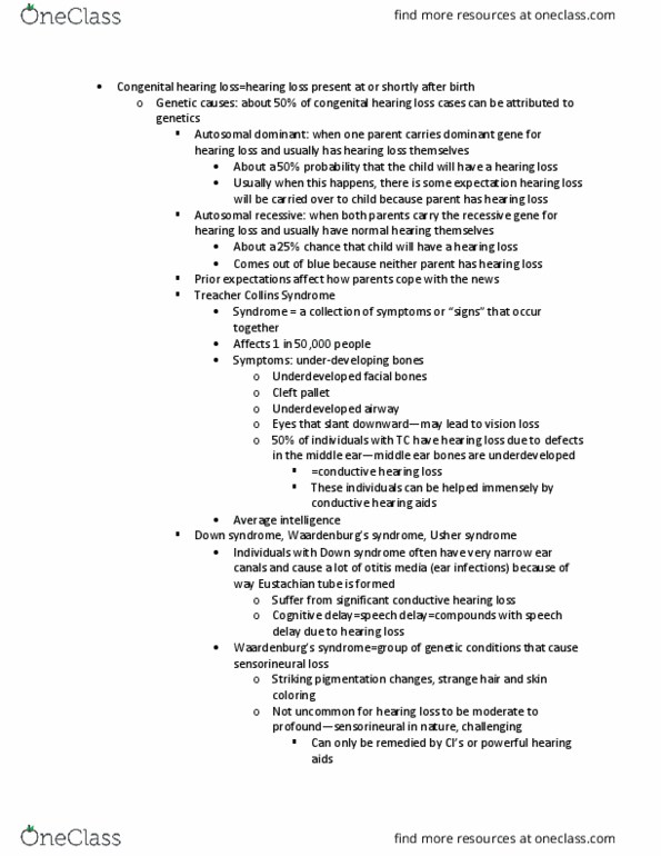 L33 Psych 234 Lecture Notes - Lecture 4: Speech Delay, Hearing Loss, Ear Canal thumbnail