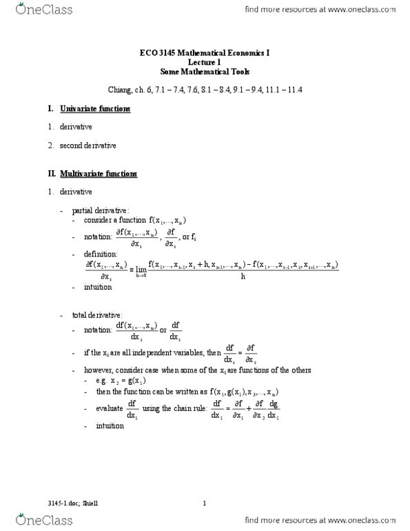 ECO 3145 Lecture Notes - Partial Derivative, Daf, Total Derivative thumbnail