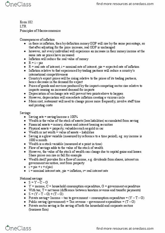 ECON 102 Lecture Notes - Lecture 23: Nominal Interest Rate, Profit Maximization, Market Power thumbnail