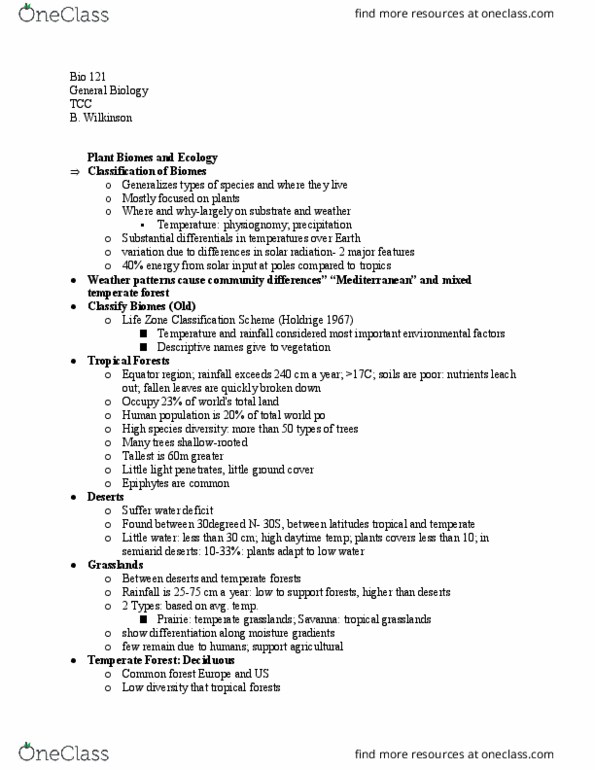 BIO 121 Lecture Notes - Lecture 27: Prokaryotic Small Ribosomal Subunit, Physiognomy, Hickory thumbnail