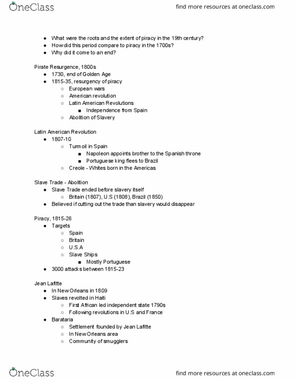 HI127 Lecture Notes - Lecture 13: Latin American Wars Of Independence thumbnail