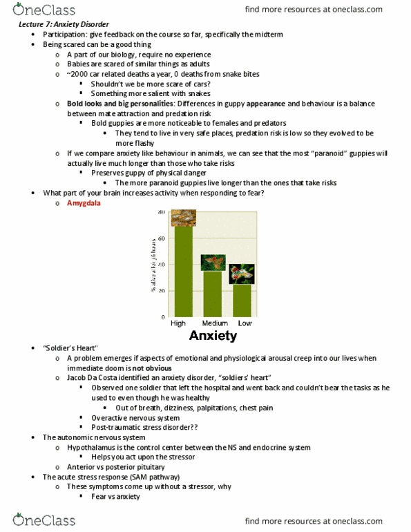 PSY346H5 Lecture Notes - Lecture 7: Posttraumatic Stress Disorder, Acute Stress Reaction, Guppy thumbnail