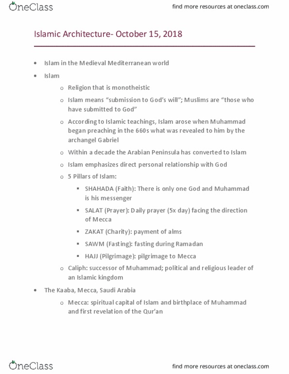 ARTH 103 Lecture 11: ARTH 103-Islamic Architecture (OCT15) thumbnail