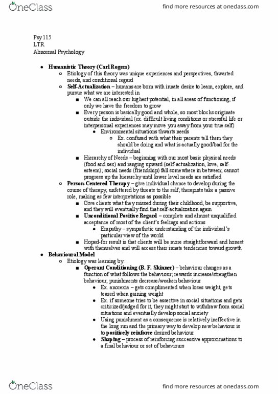 PSYCH 115 Lecture Notes - Lecture 2: Observational Learning, Operant Conditioning, Classical Conditioning thumbnail