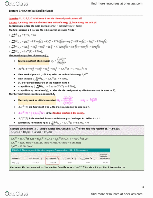 BME 599 Lecture Notes - Lecture 17: Thermodynamic Equilibrium, Chemical Equilibrium, Ideal Gas thumbnail