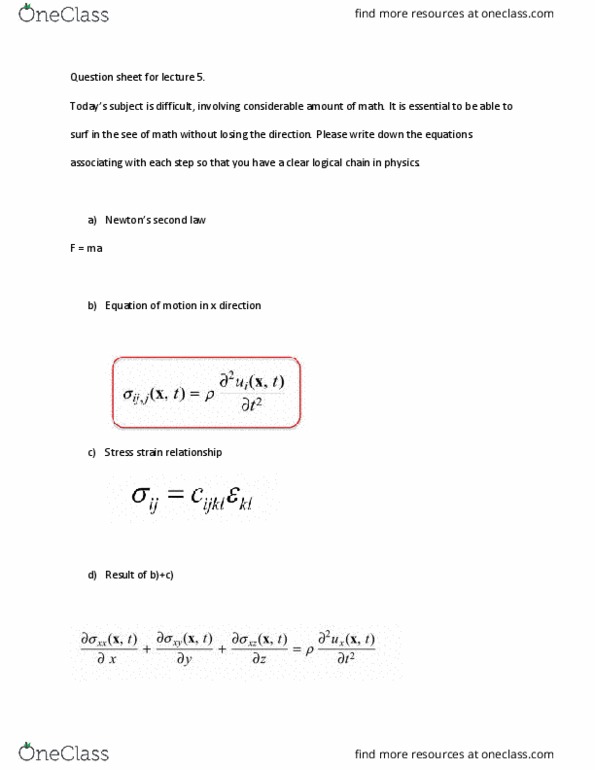 EARTH 104A Lecture Notes - Lecture 5: Wave Equation, Helmholtz Decomposition thumbnail
