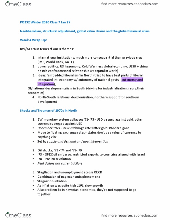 PO232 Lecture Notes - Lecture 7: Plaza Accord, Totalitarianism, Keynesian Economics thumbnail