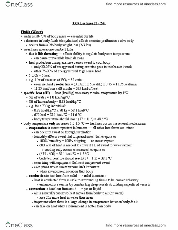 Kinesiology 3339A/B Lecture Notes - Lecture 22: Glycerol, Deep Vein, Liquid Air thumbnail