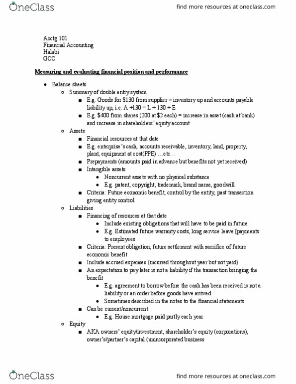 ACCTG 101 Lecture Notes - Lecture 3: Financial Statement, Income Statement, Accounts Receivable thumbnail