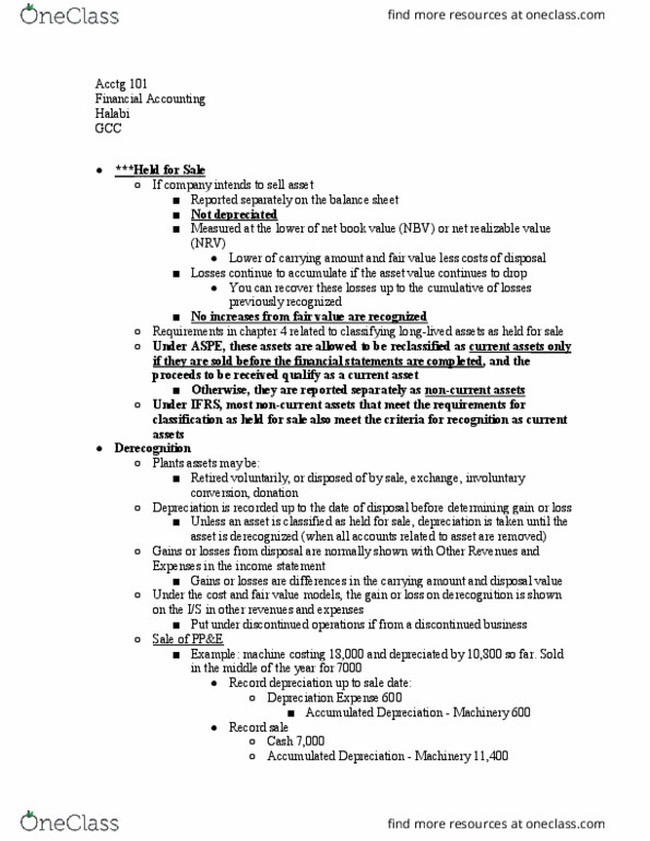 ACCTG 101 Lecture Notes - Lecture 32: Book Value, Current Asset, Financial Statement thumbnail