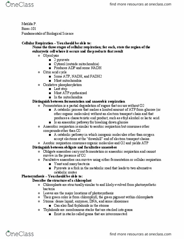 BIOSC-101 Lecture Notes - Lecture 7: G1 Phase, Chromatin, Glycolysis thumbnail