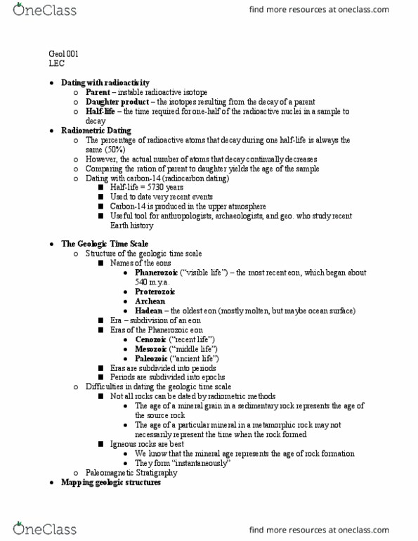 GEOL 001 Lecture Notes - Lecture 11: Source Rock, Shear Stress, Phanerozoic thumbnail