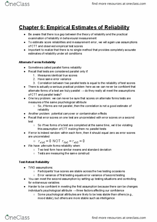 PSYC 3090 Chapter Notes - Chapter 6: Standard Deviation, Factor Analysis, Confidence Interval thumbnail