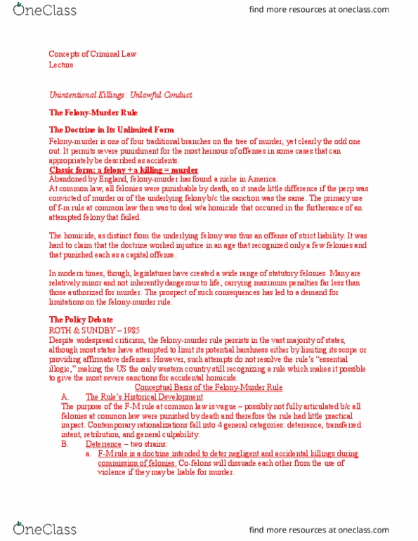 ADMJ 103 Lecture Notes - Lecture 16: Policy Debate, Homicide, Mens Rea thumbnail