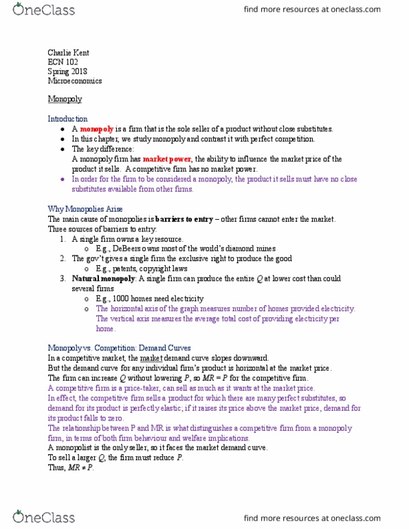 ECN 102 Lecture Notes - Lecture 25: Demand Curve, Market Power, Perfect Competition thumbnail