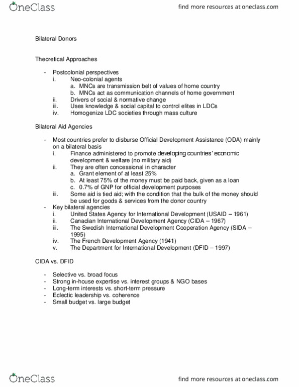 Political Science 2225E Lecture Notes - Lecture 10: French Development Agency, Canadian International Development Agency, Social Capital thumbnail