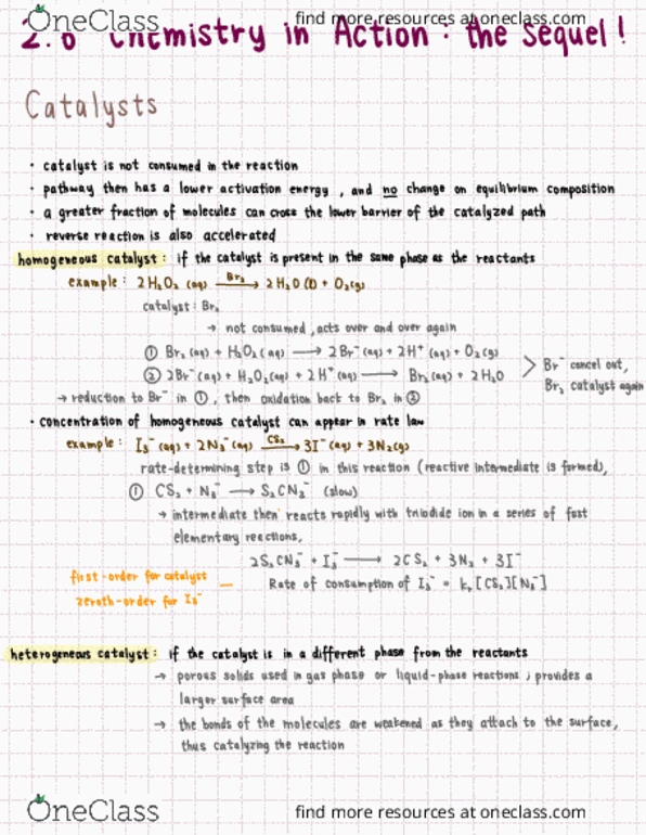 CHEM 1A Lecture Notes - Lecture 2: Homogeneous Catalysis, Heterogeneous Catalysis, Reactive Intermediate thumbnail